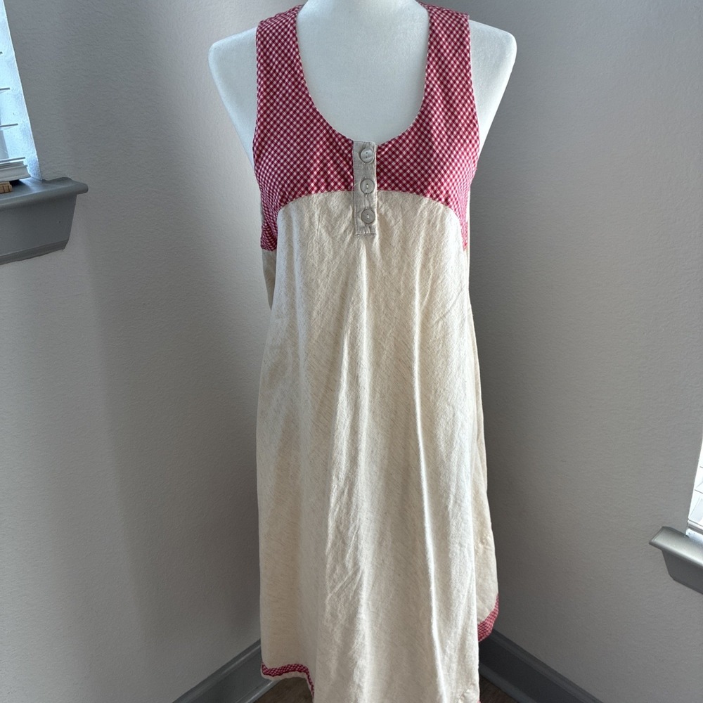 Tera‎ Bora Linen Cotton Blend Dress Womens S/M Midi Cottagecore Lagenlook